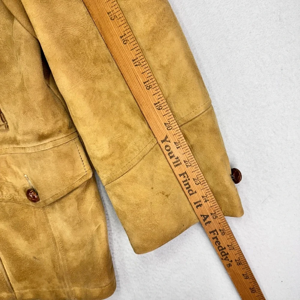 Vintage Pennys Suede Blazer‎ Jacket Tan Western Retro 3-Button 60s 70s Mens 44